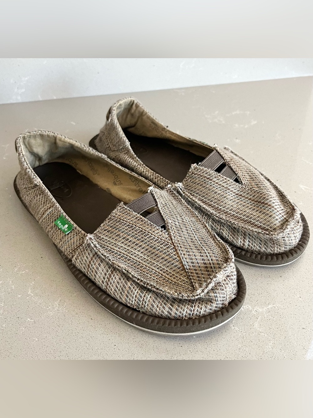 Sanuk Sunbrella Women's Flats Shoes Brown Casual Slip On Boat Shoes Size 8 - Picture 3 of 13